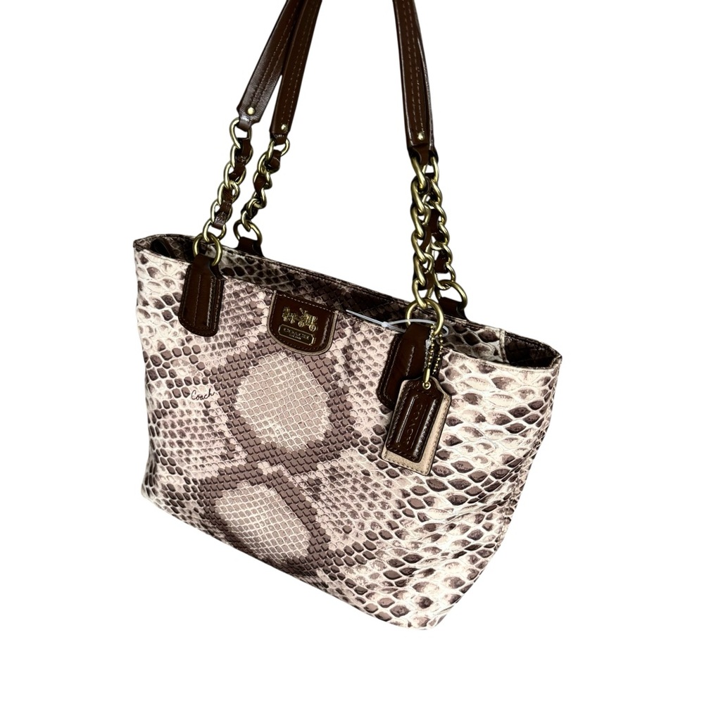 🆕 Coach Madison Tote Python Print Satin Leather Shoulder Bag - Picture 4 of 13